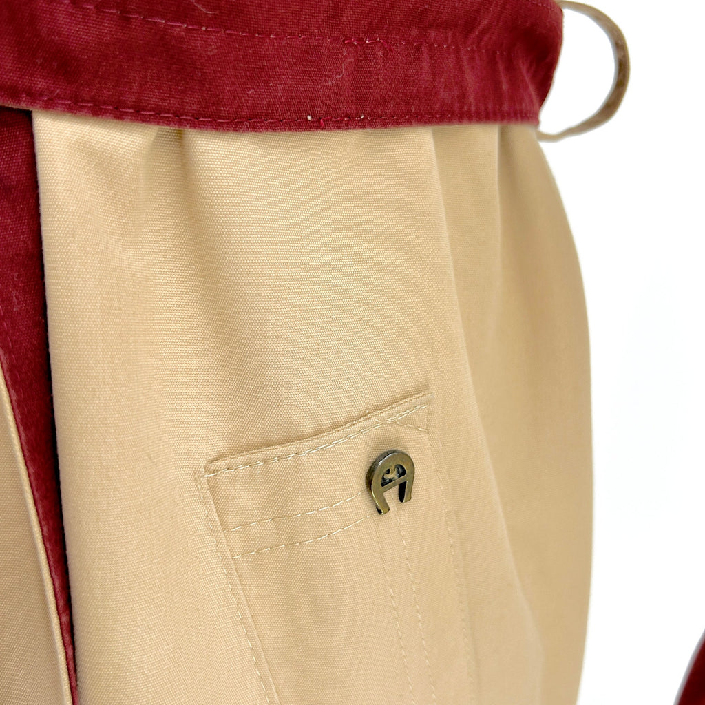 Vintage 80s Etienne Aigner Tan Maroon Reversible Belted Trench Coat