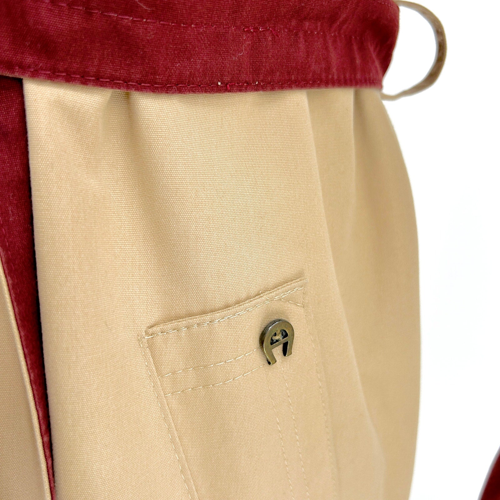 Vintage 80s Etienne Aigner Tan Maroon Reversible Belted Trench Coat