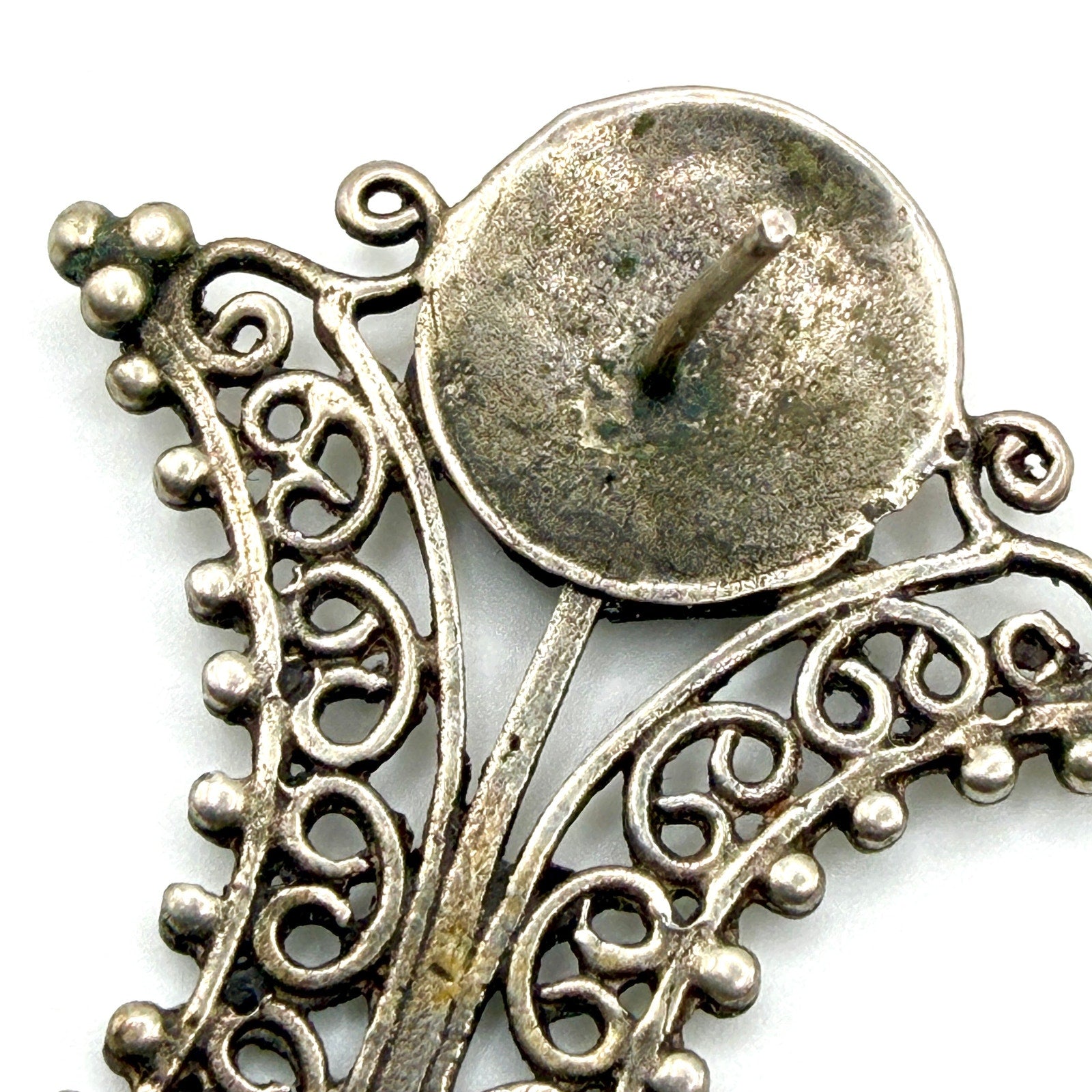 Vintage 80s Barcelona Spain Sterling Silver Stamped Filigree Post Earrings