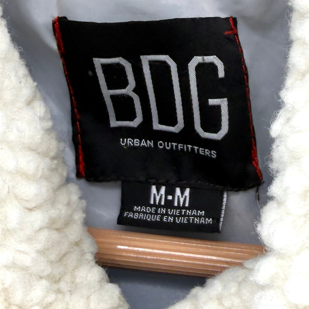 BDG Urban Outfitters Light Wash Denim Faux Sherpa Collar Bomber Jacket