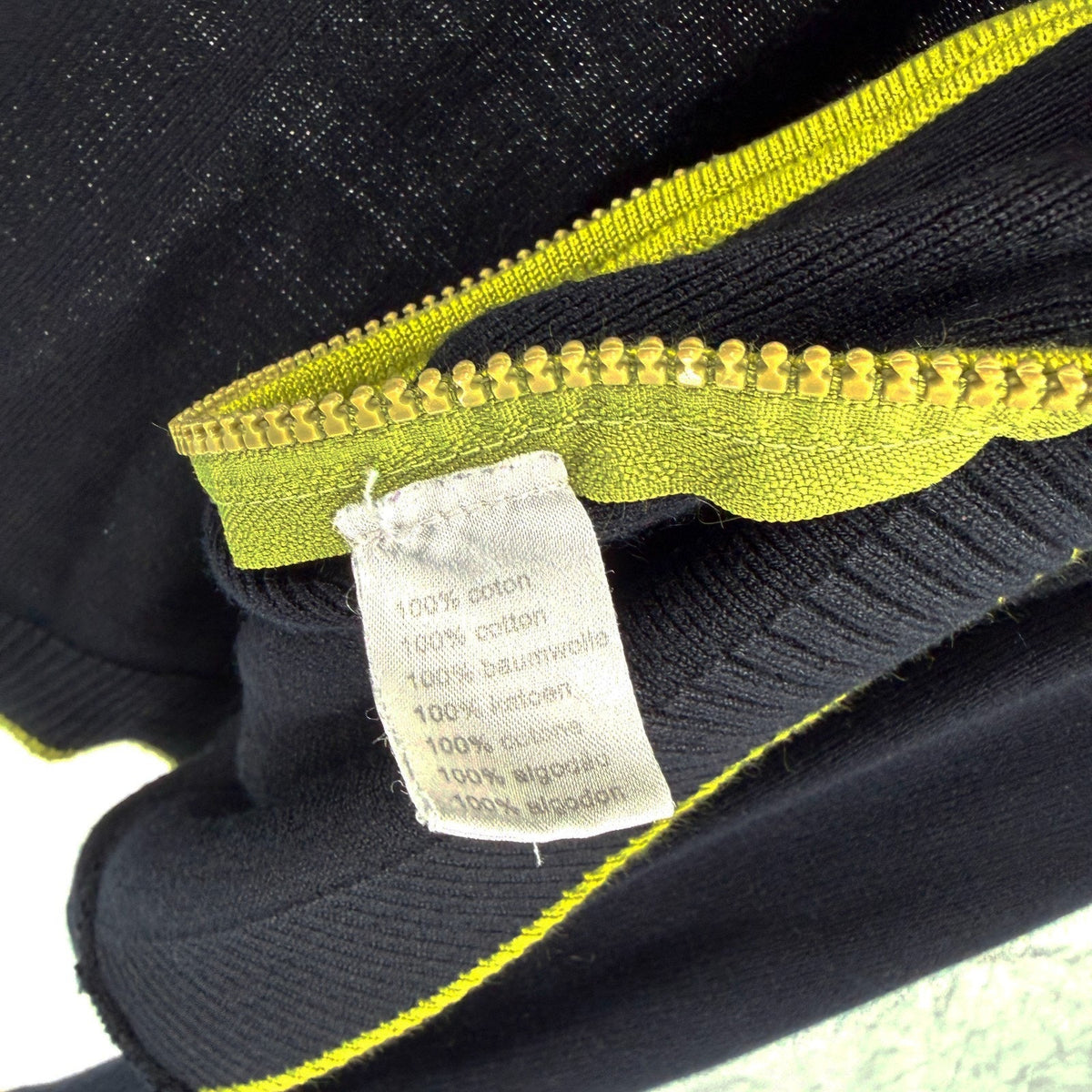 Vintage Y2K Lacoste Black 100% Cotton Green Trim Zip Cardigan Made in France