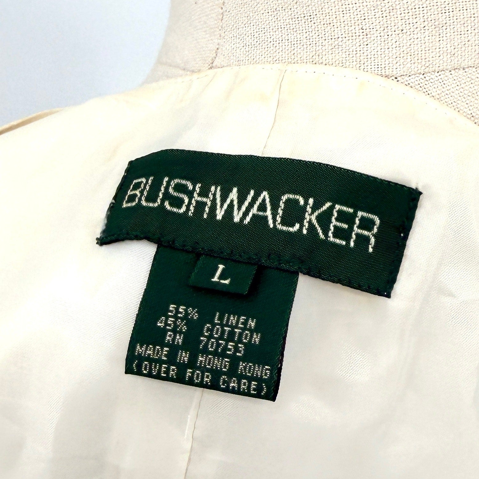 Vintage 90s Bushwacker Cream Linen Cotton Minimalist Eyelet Lace Back Vest