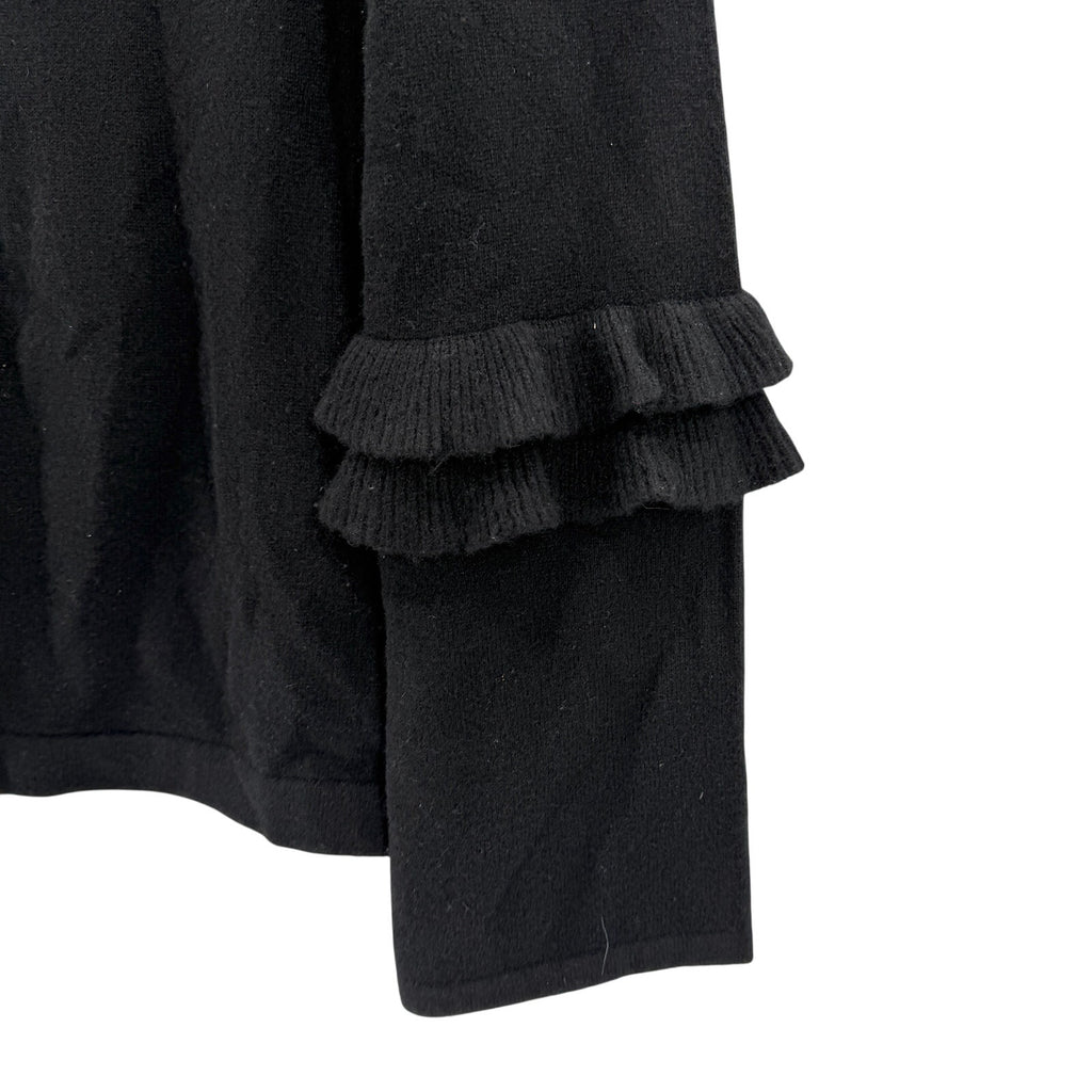 Rebecca Minkoff Wool Yak Black Ruffle Trim Mock Neck Sweater
