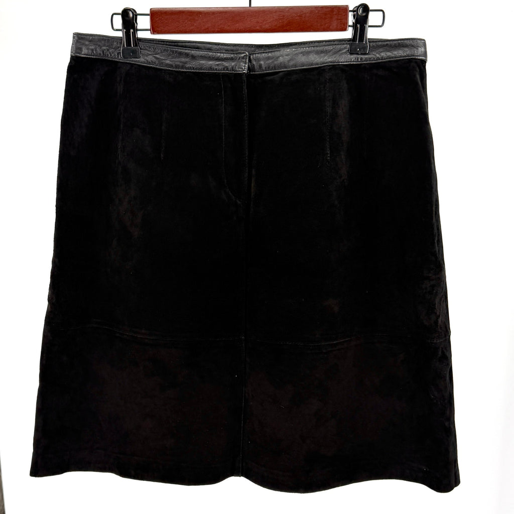 Vintage 90s Clothes Revue Black Genuine Leather Suede Mini Skirt