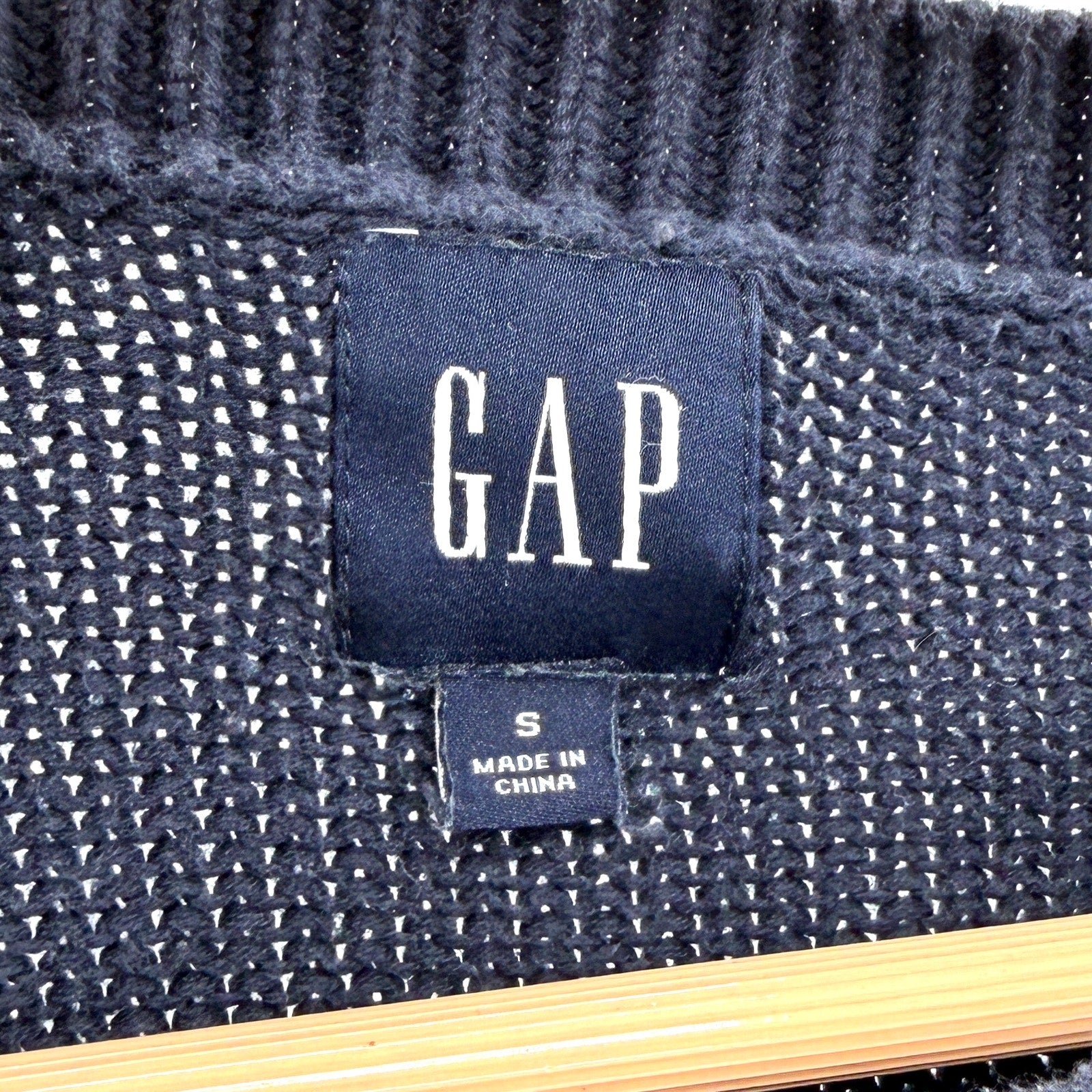 Vintage 90s Gap Navy Blue Teal Striped 100% Cotton Crewneck Sweater