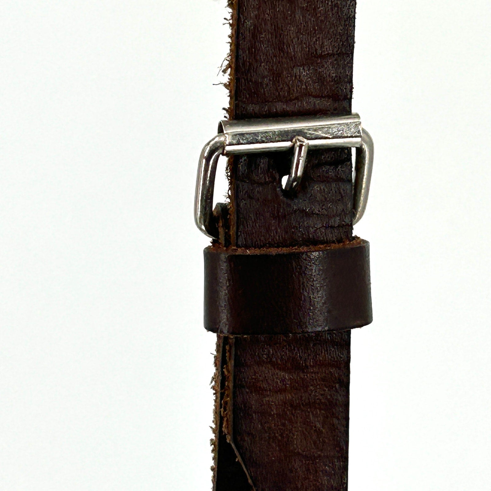 Vintage 90s Hand-Tooled Brown Leather Purse with Blue Fabric Inlay