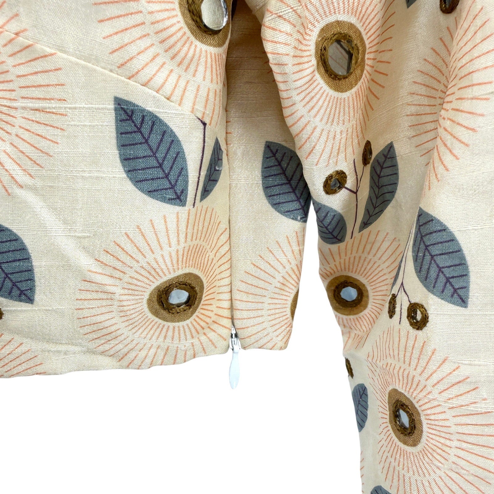 Payal Singhal Ivory 100% Silk Mirror Embellished Sari Blouse Crop Top