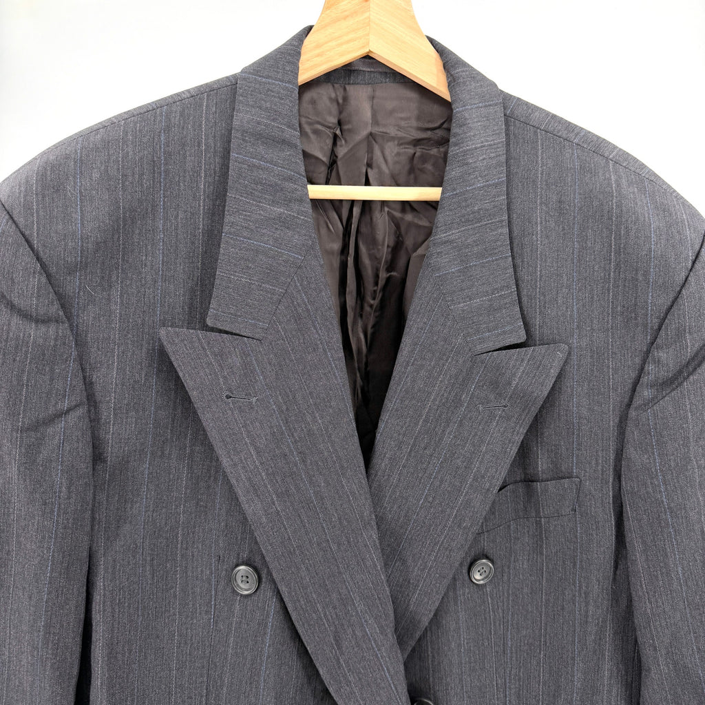 Vintage 90s Hugo Boss Grey Pinstripe 100% Wool Bebop Double Breasted Blazer