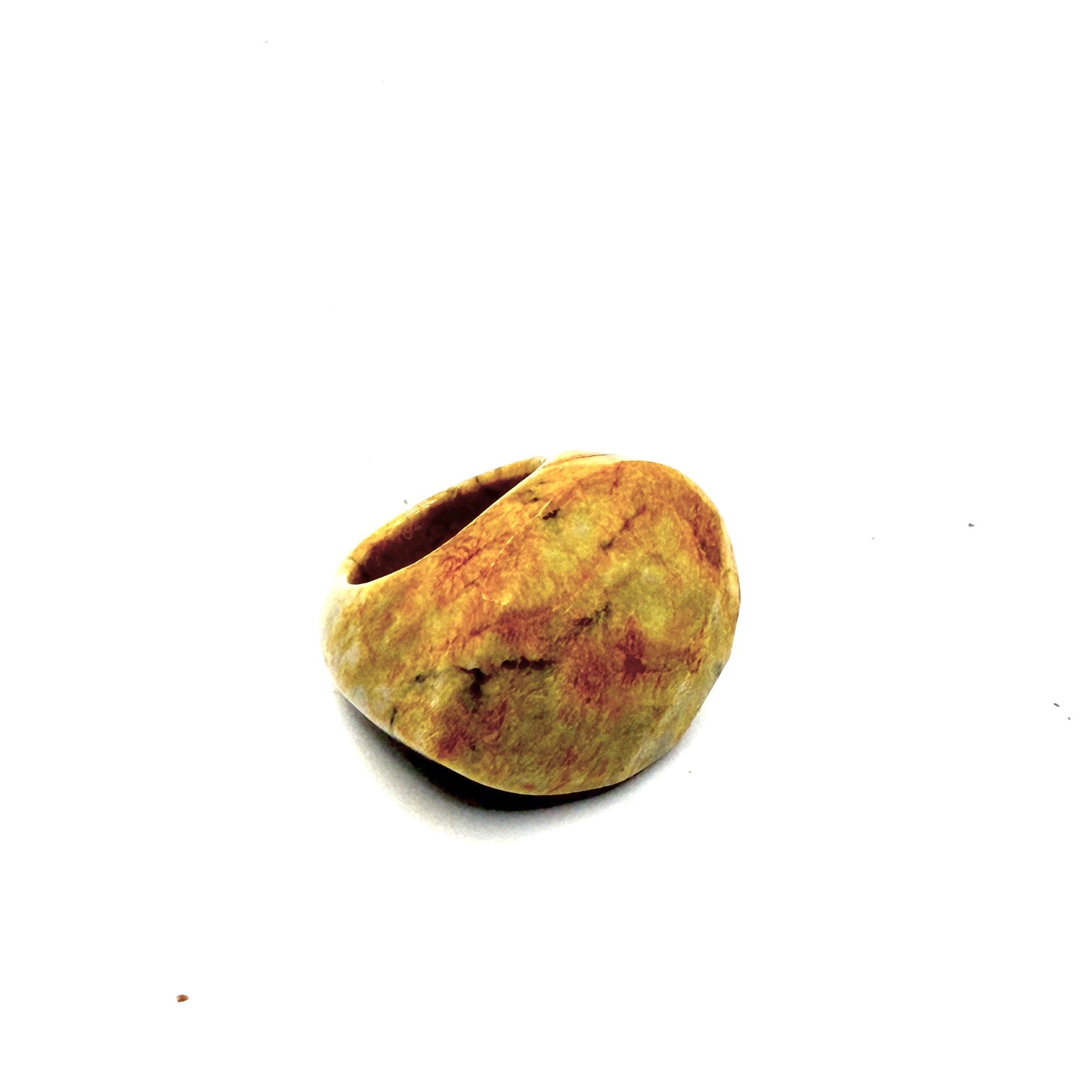 Vintage 90s Carved Yellow Ochre Jasper Sculptural Statement Dome Ring