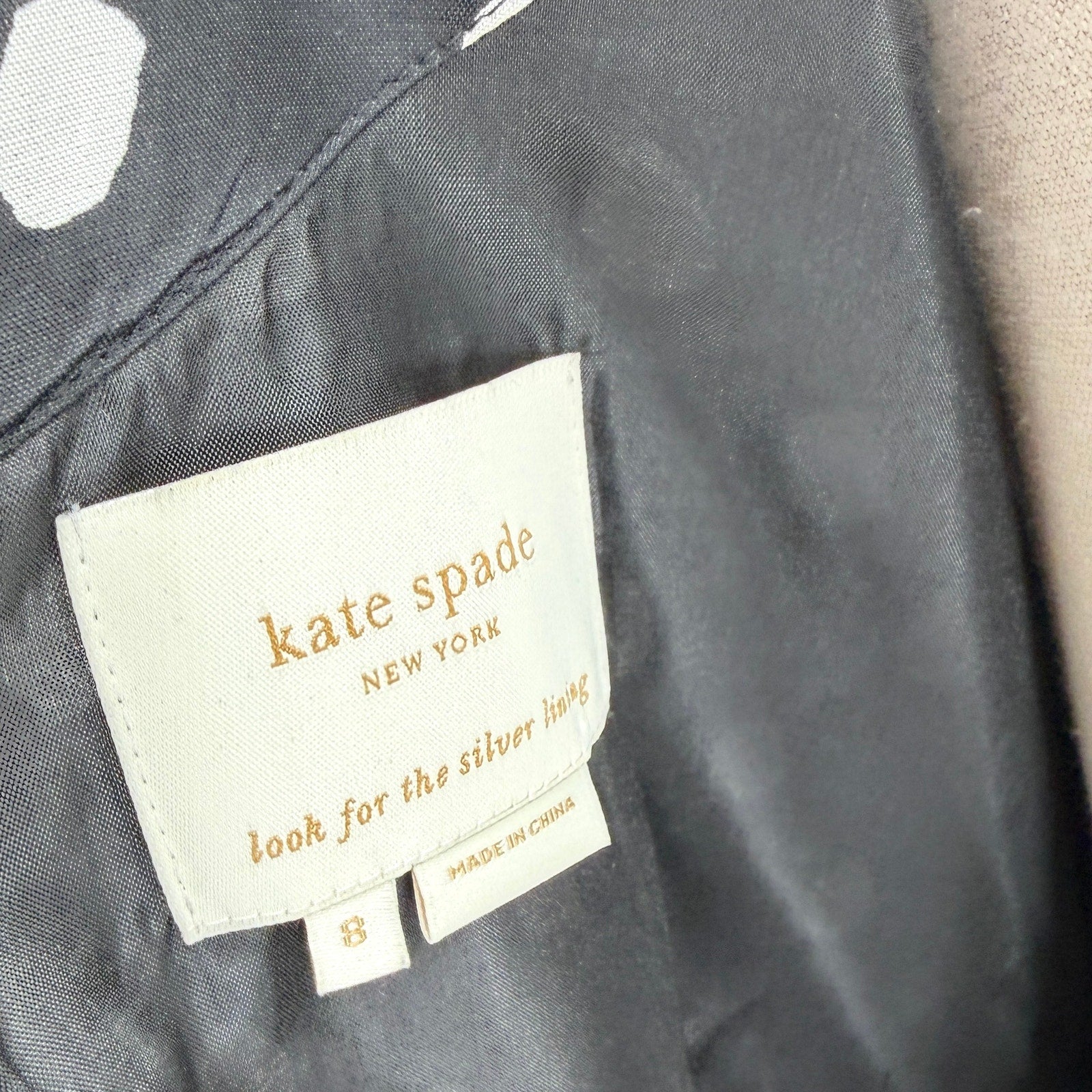 Kate Spade Black White Polkadot 100% Silk Bow Pocket Cocktail Dress
