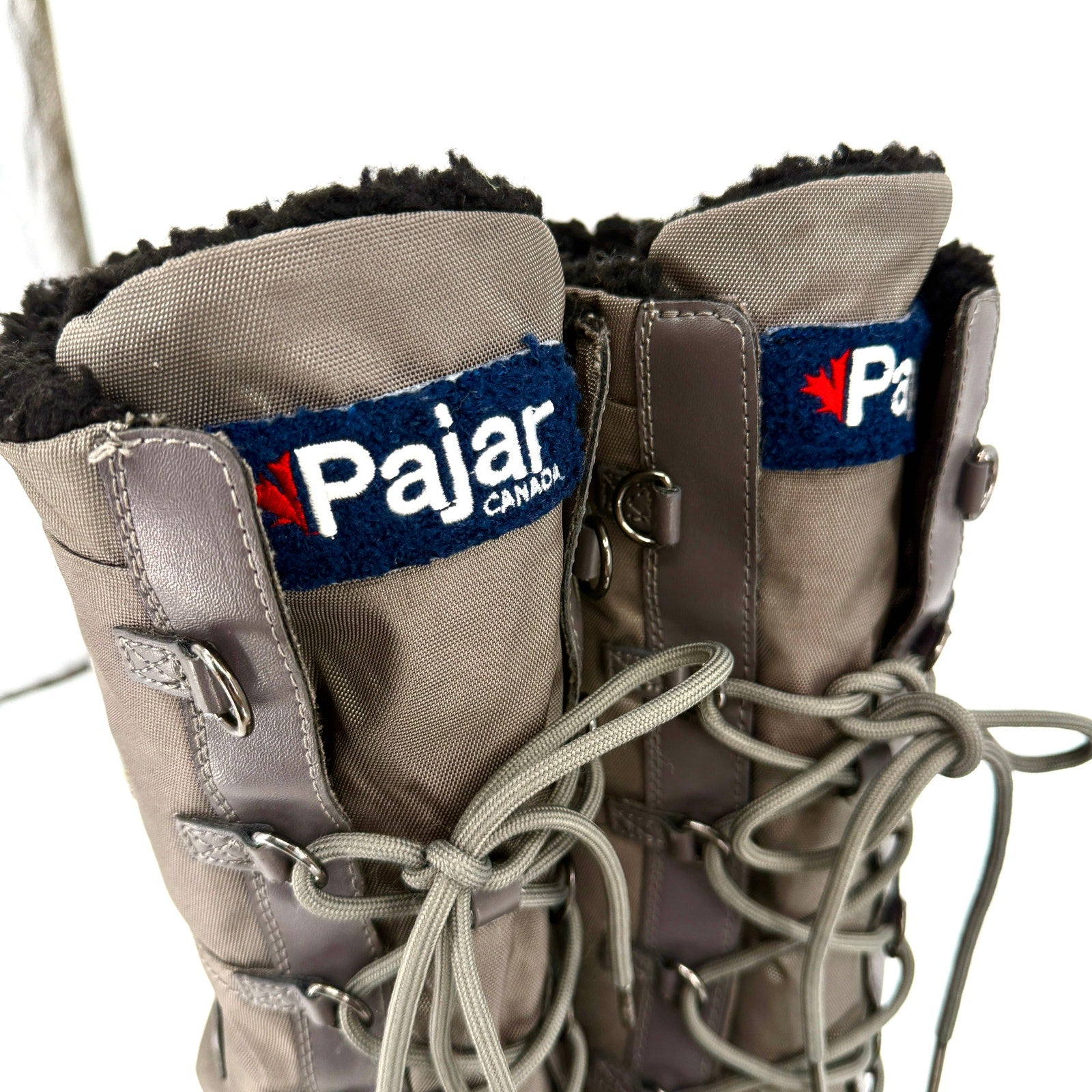 Pajar Canada Green Gray Waterproof Lace-Up Tall Duck Snow Boots