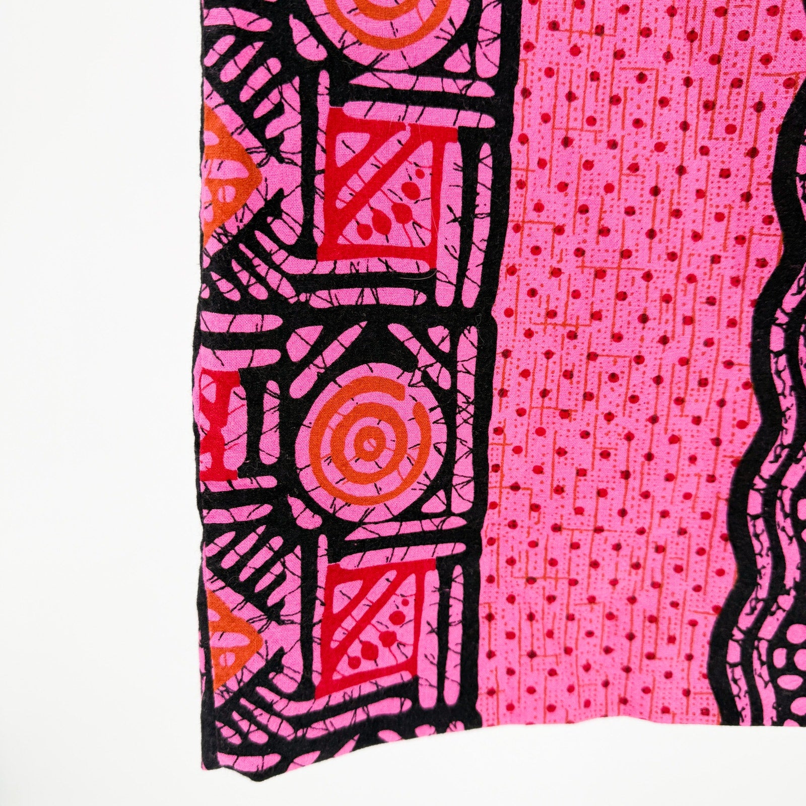 Vintage 90s Handmade Pink 100% Cotton African Wax Print Pencil Maxi Skirt