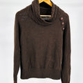Vintage  Y2K Jeanne Pierre Brown 100% Cotton Cable Button Cowl Sweater
