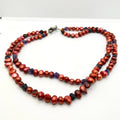 Vintage 90s Red Copper Freshwater Pearl Amethyst Boho Statement Necklace