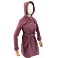 Vintage 70s Hymson's Mauve Purple 100% Wool Hooded Toggle Belted Coat