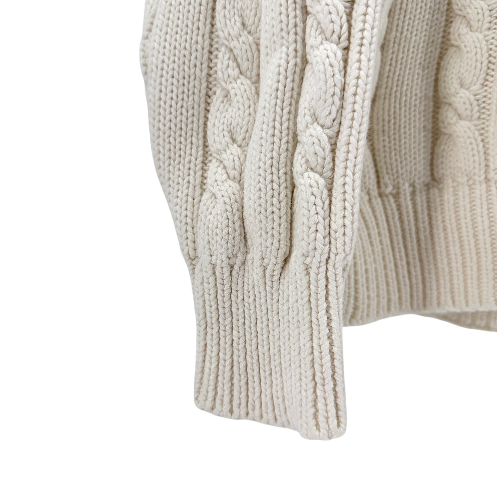 Vintage 90s Gap White Made in UK 100% Cotton Roll Top Cable Knit Sweater
