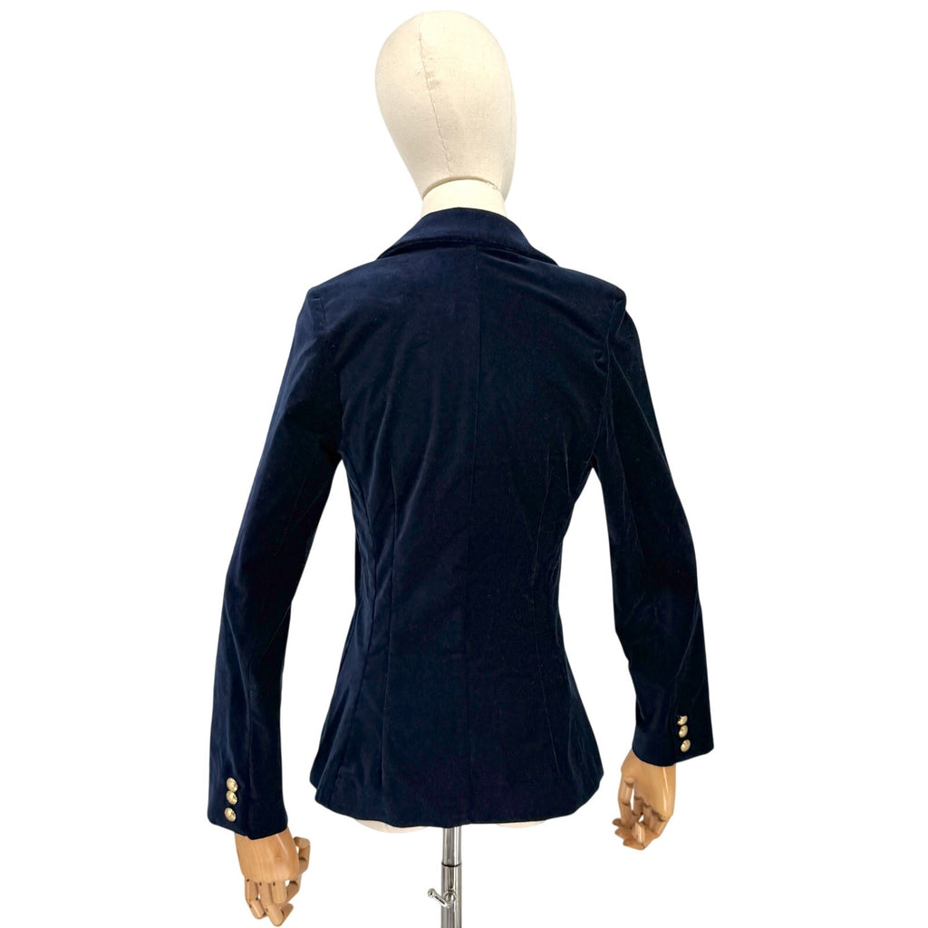 Aqua Midnight Blue Double Breasted Gold Button Blazer Jacket