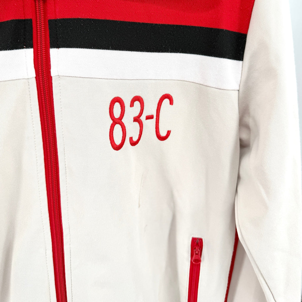 Adidas Red Off White 83-C J. Mano Embroidered Three Stripe Track Jacket