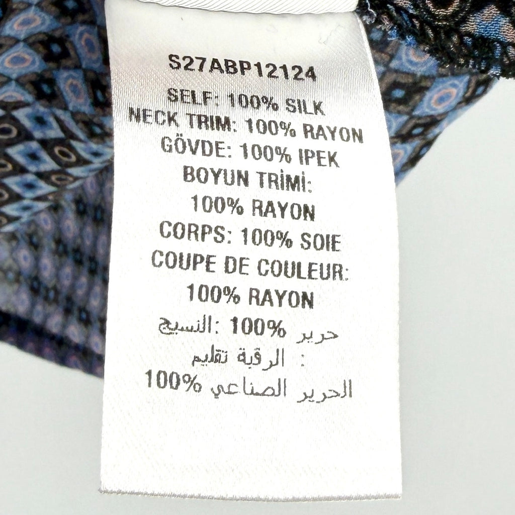 Opening Ceremony Sheer Blue Purple 100% Silk Patchwork Blouse Top