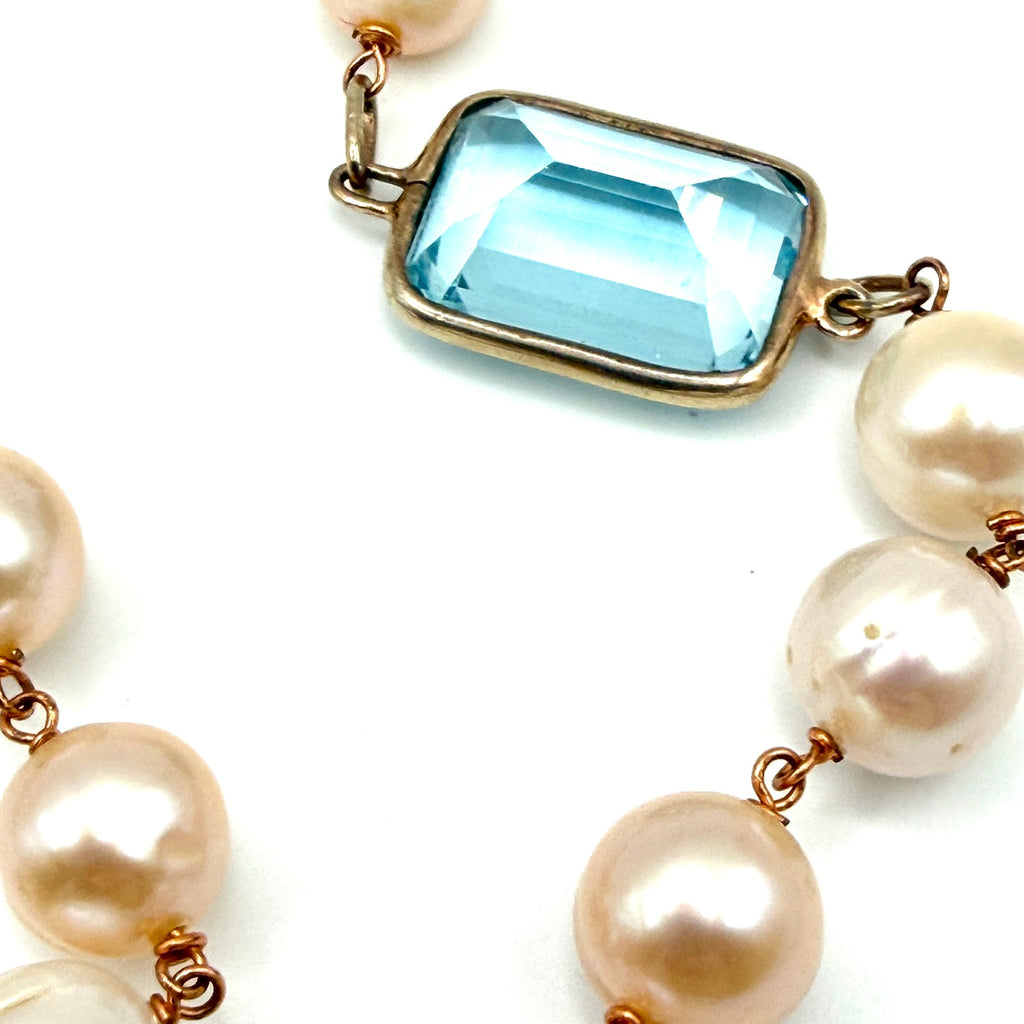 Vintage Y2K Pink Pearl Amethyst Citrine Topaz Wire Wrapped Station Necklace