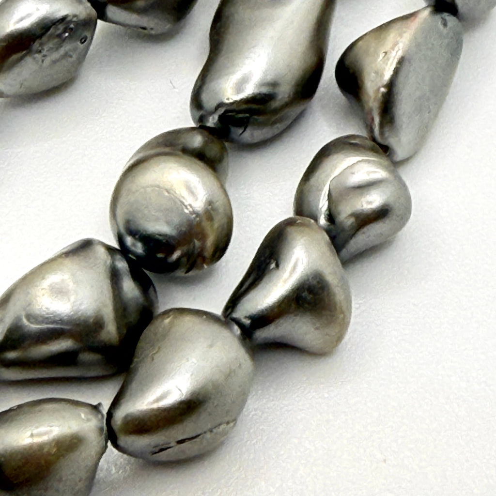 Vintage 90s Signed SJC Stamped 925 Sterling Grey Pearl Triple Strand Necklace