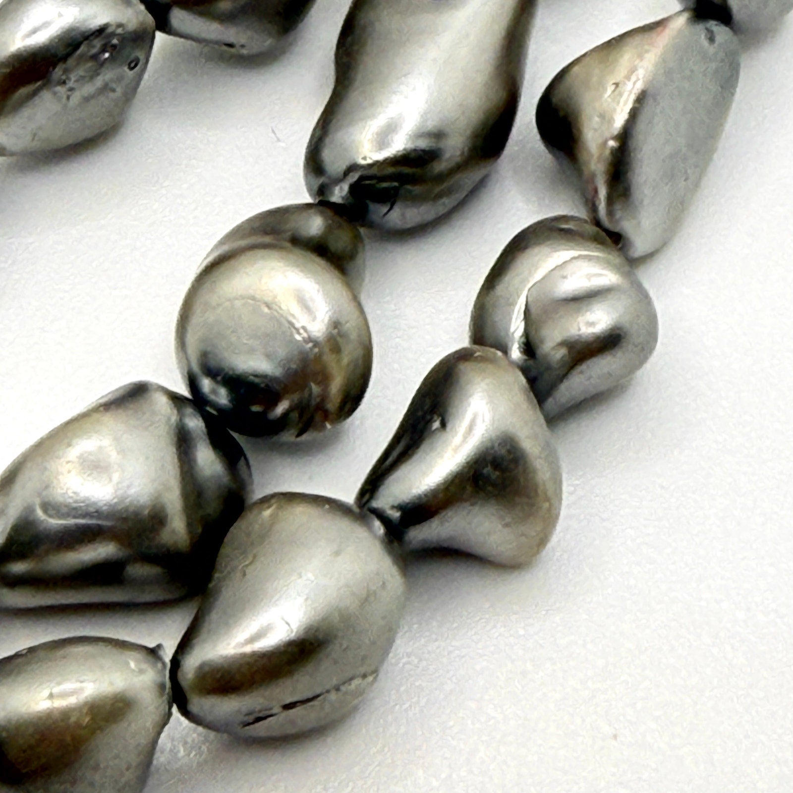 Vintage 90s Signed SJC Stamped 925 Sterling Grey Pearl Triple Strand Necklace