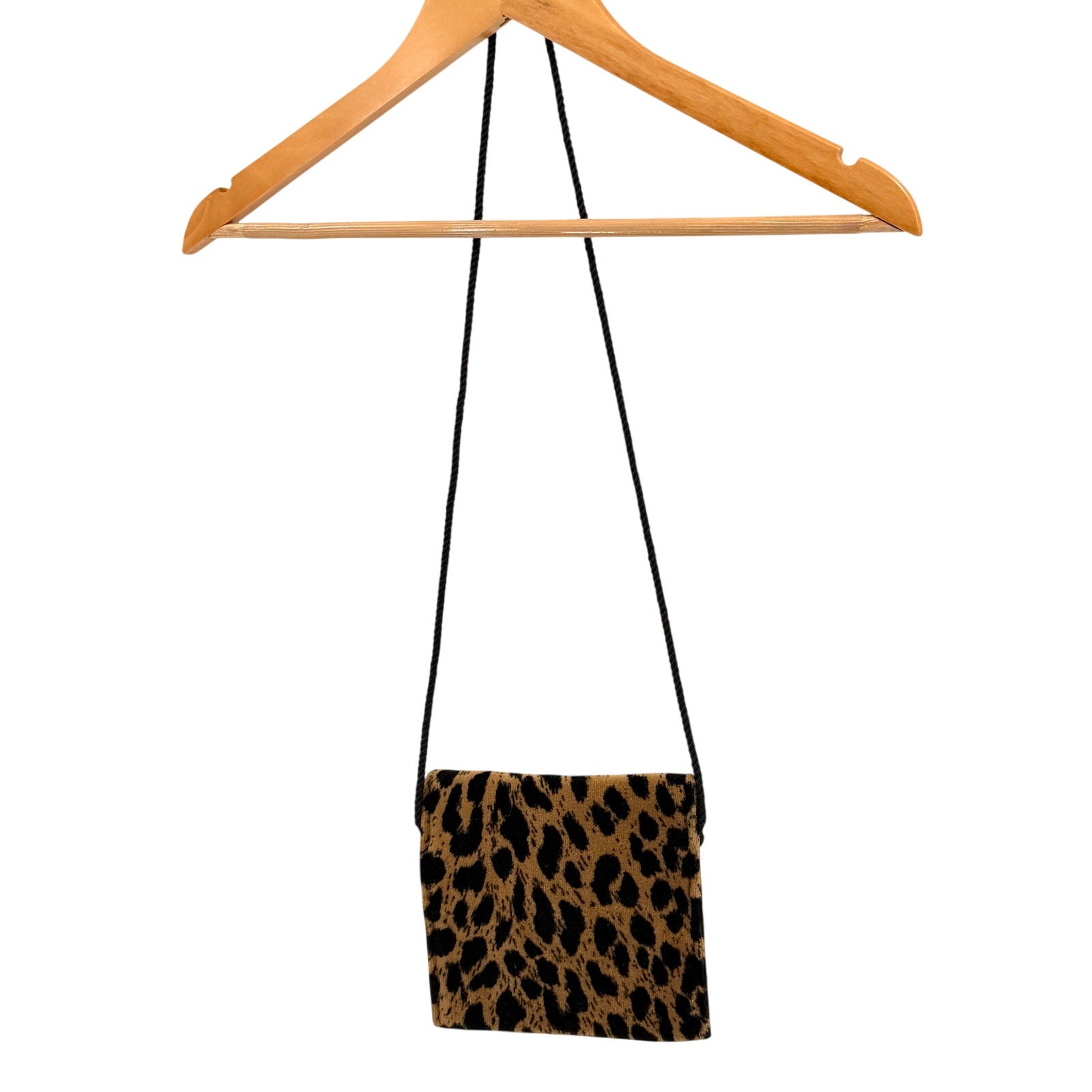 Black Dog Design Velvet Leopard Animal Print Shoulder Envelope Mini Purse