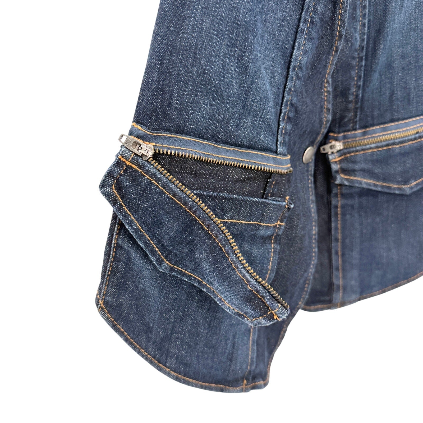 Lauren Vidal Blue Denim Zip Pocket Vest