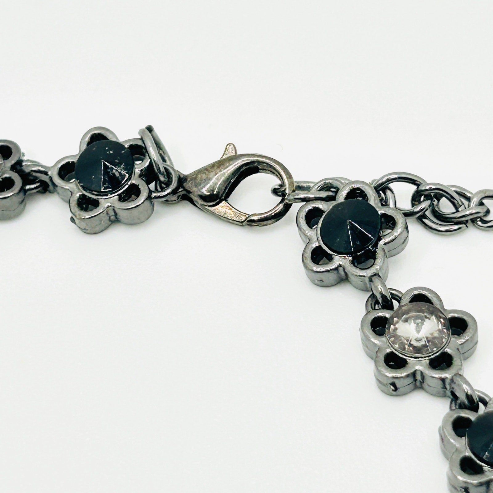 Vintage y2k Pier 1 Imports Silver Black Rhinestone Spider Pendant Necklace