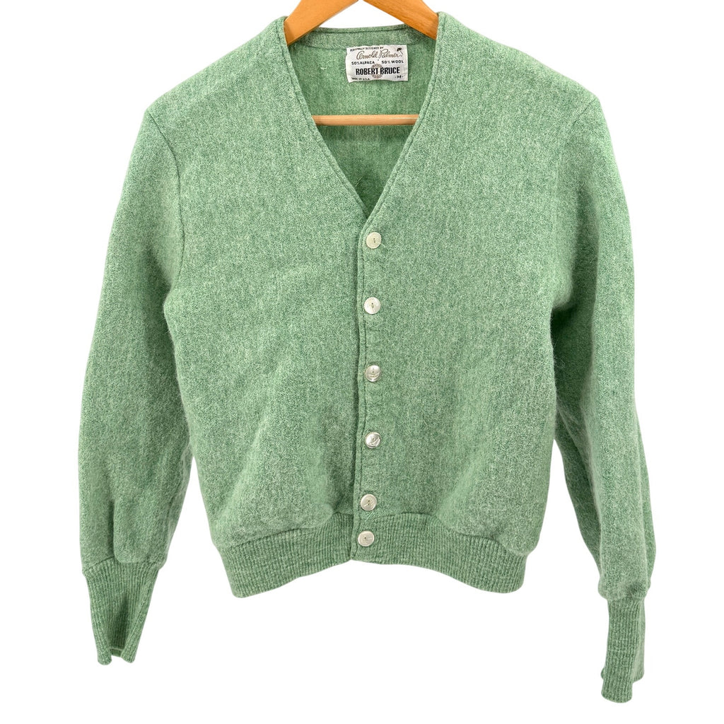 Vintage 60s Arnold Palmer Mint Green Retro Golf Preppy Cardigan Sweater
