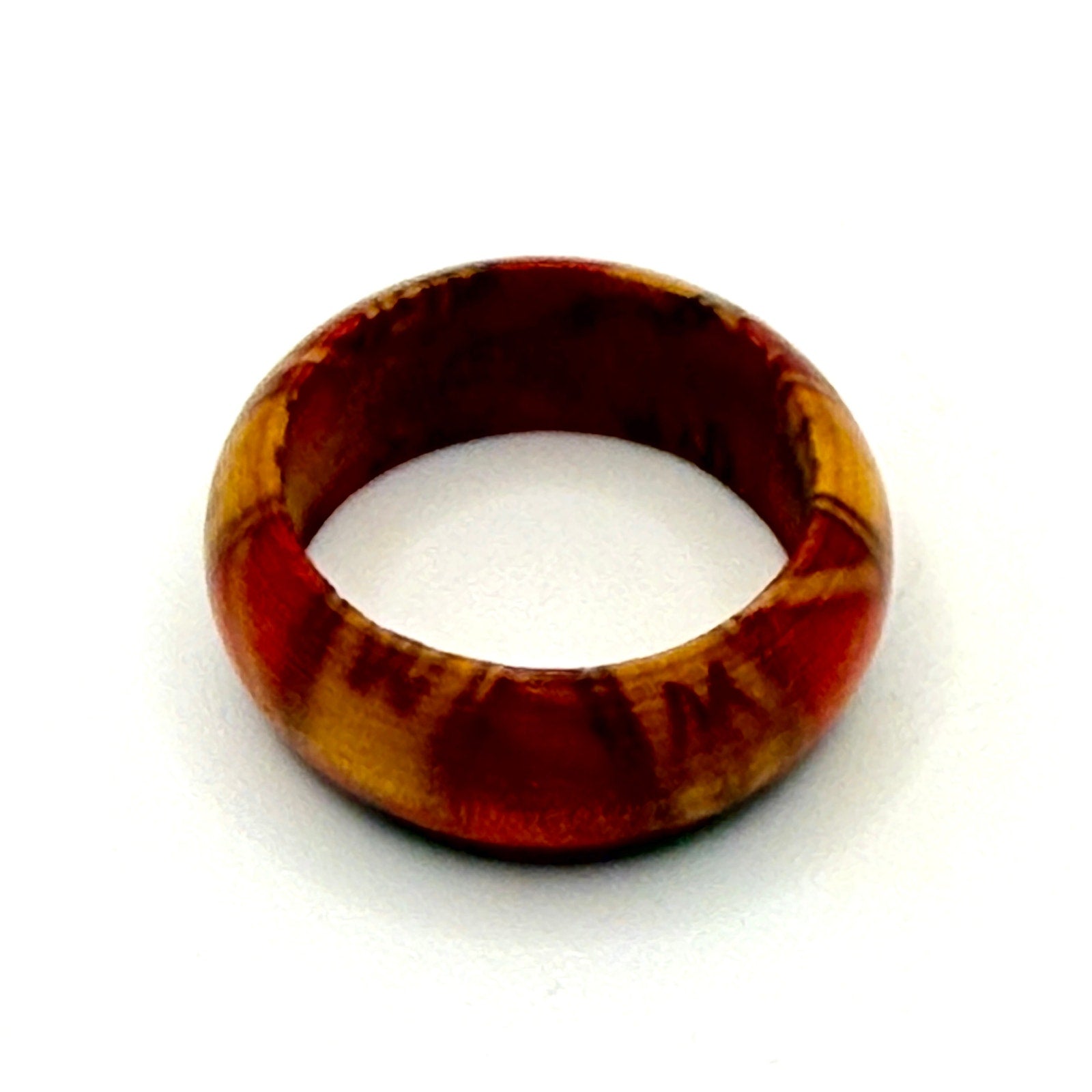Vintage Villager Red Yellow Wooden Statement Band Ring