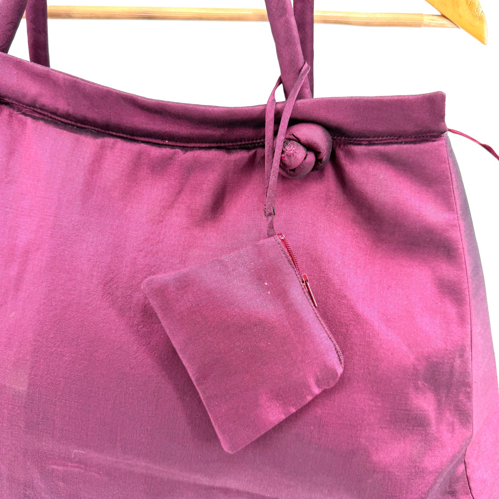 Vintage Y2K Iridescent Purple Padded Silk Asian Style Tote Handbag