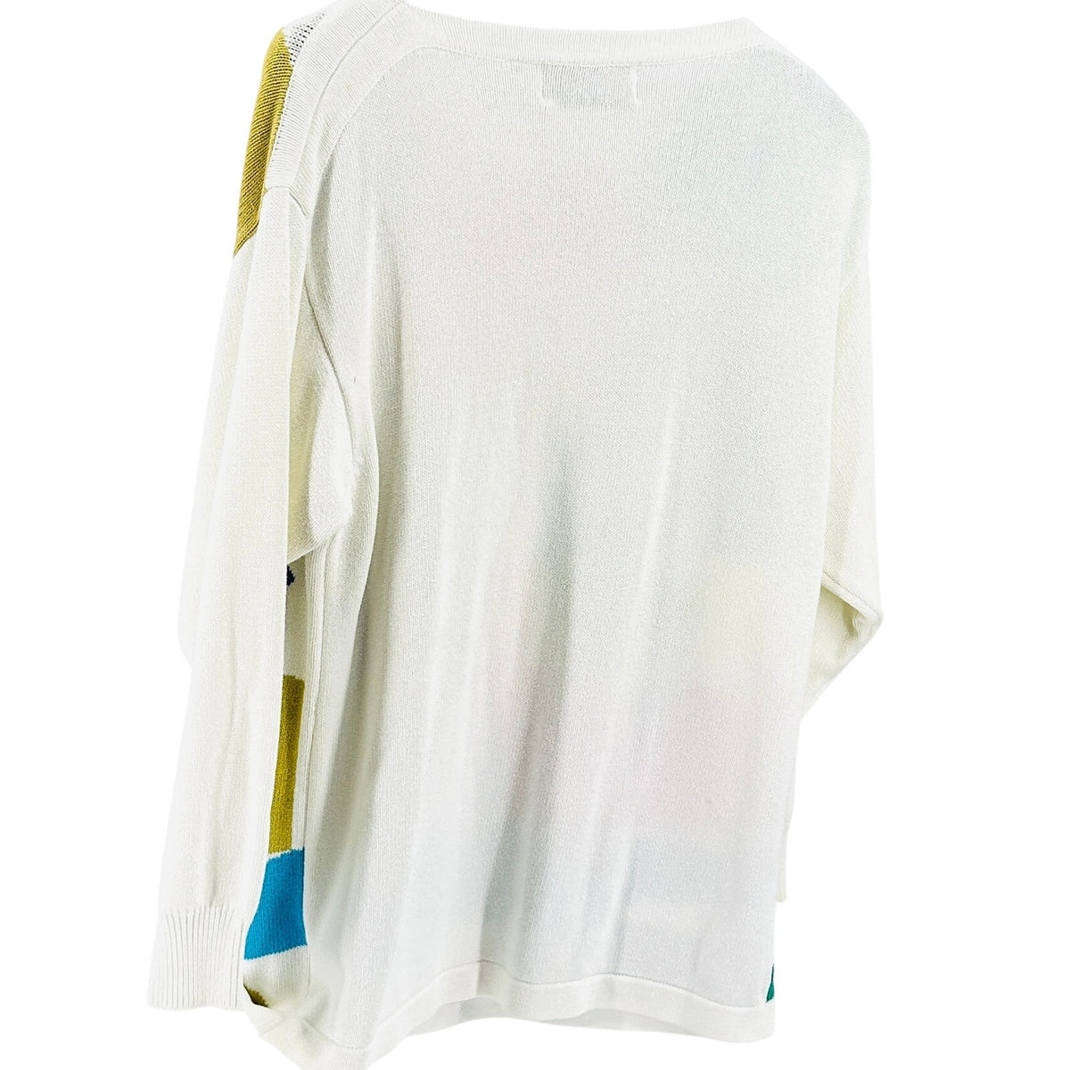 Vintage 90s Bruna Cavvalini White 100% Cotton Geometric Letter Print Sweater