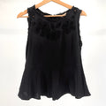 Rebecca Taylor Black Silk Floral Appliqué Peplum Blouse