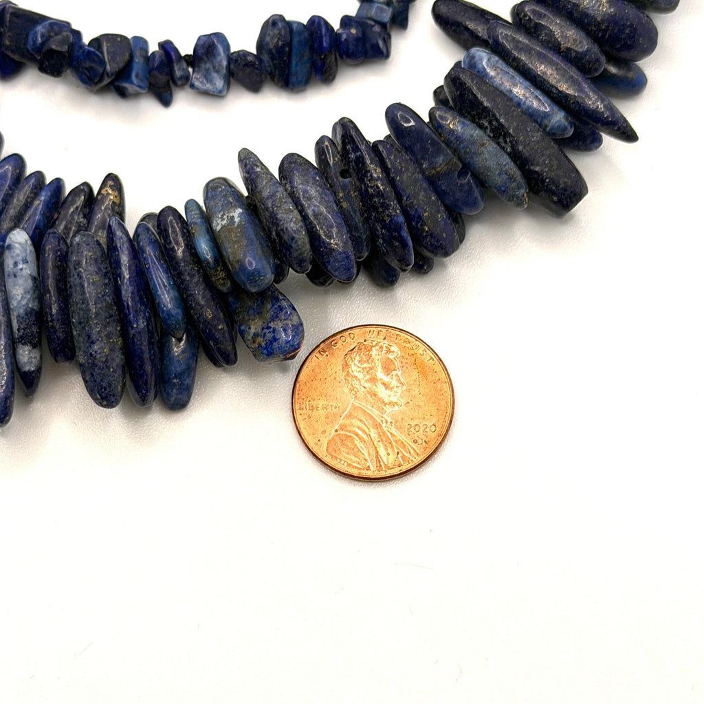 Vintage 90s Blue Lapis Lazuli Western Triple Strand Tusk Necklace