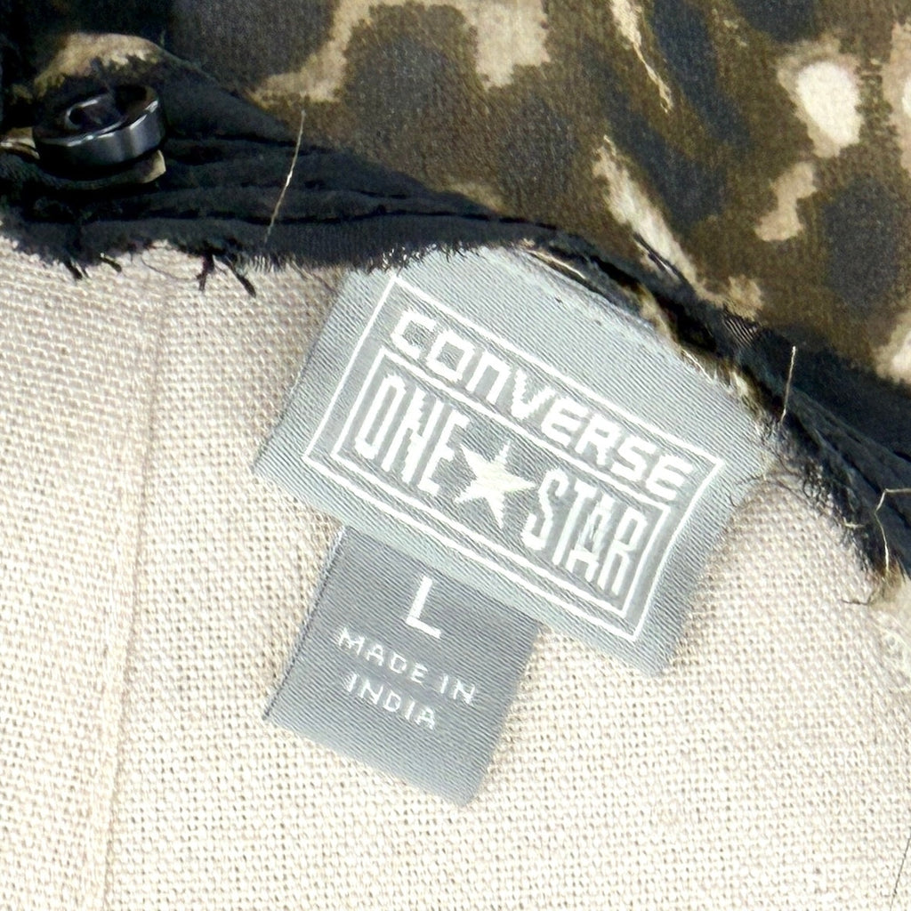 Converse One Star Leopard Print Sheer Ruffle Tiered Mini Dress