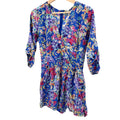 Yumi Kim Blue 100% Silk Floral Print Long Sleeve Wrap Romper