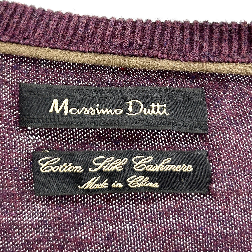 Massimo Dutti Plum Cotton Silk Cashmere Elbow Patch Sweater