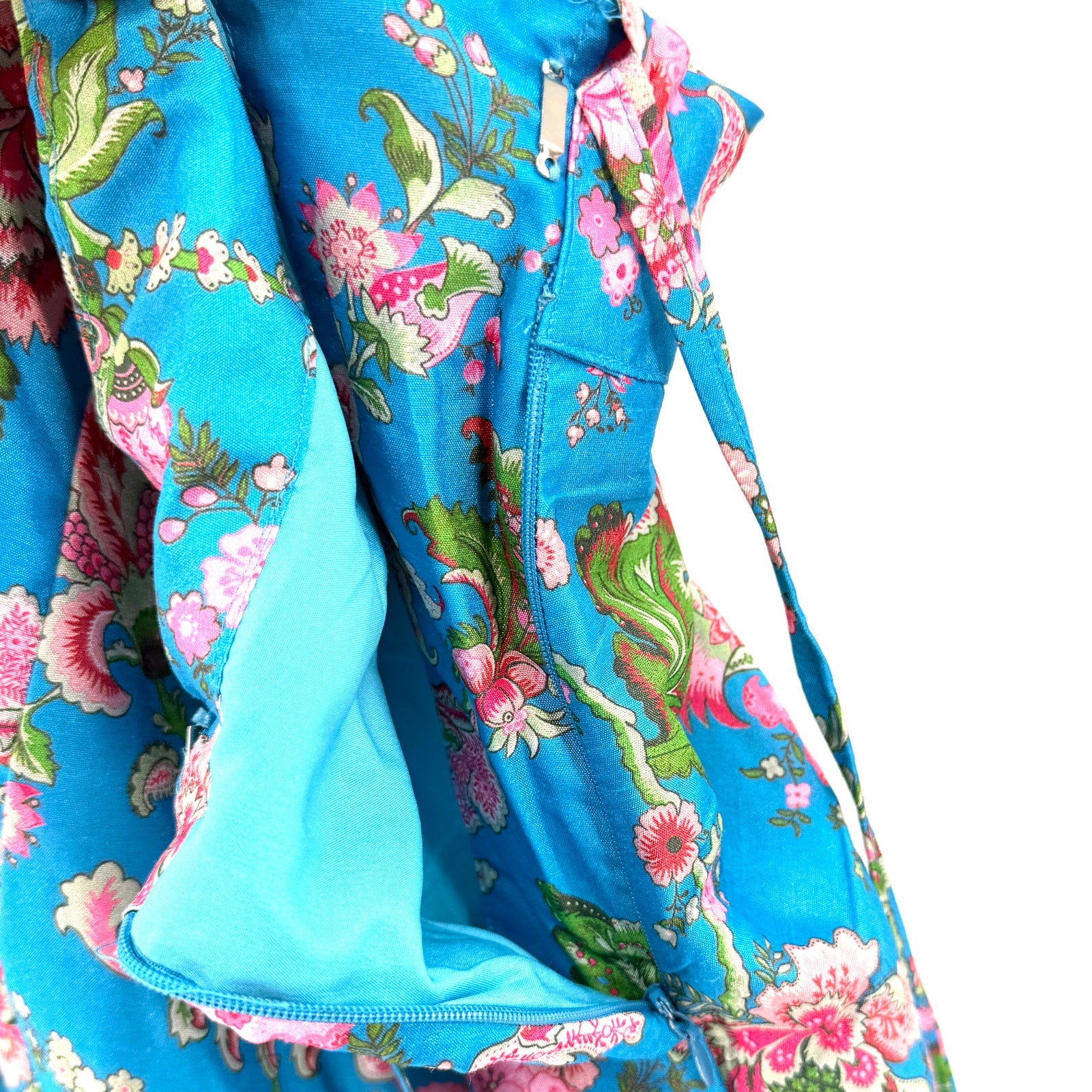 XL Love by Janasya Teal Blue Pink Floral Lehenga Maxi Skirt