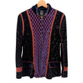 Vintage Y2K ANAC Midnight Blue Velvet Burnout Animal Print Zip Jacket