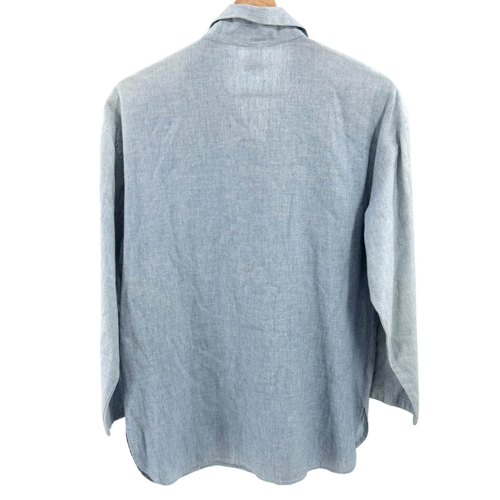Vintage 80s Lillie Rubin Blue Chambray 100% Cotton Western Shirt
