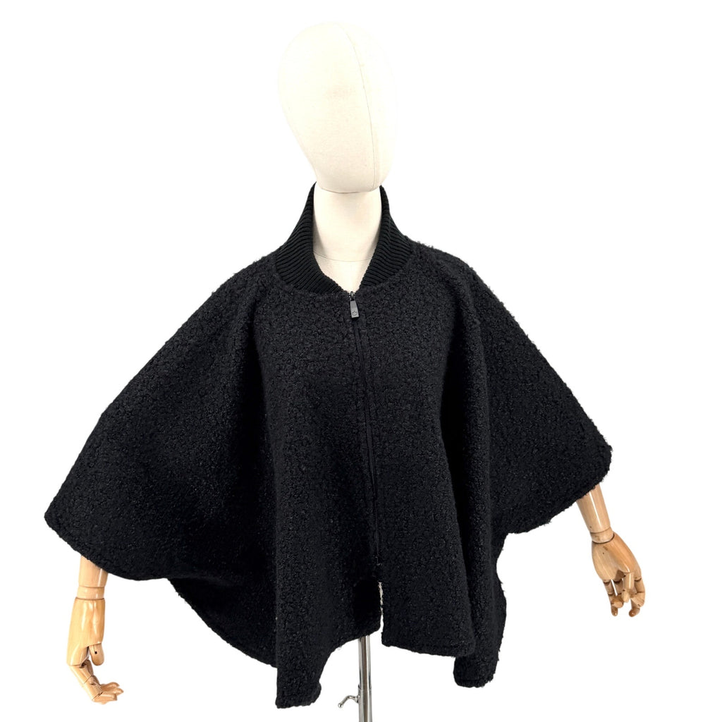 Canada Weather Gear Black Boucle Minimalist Zip Front Collar Cape Jacket