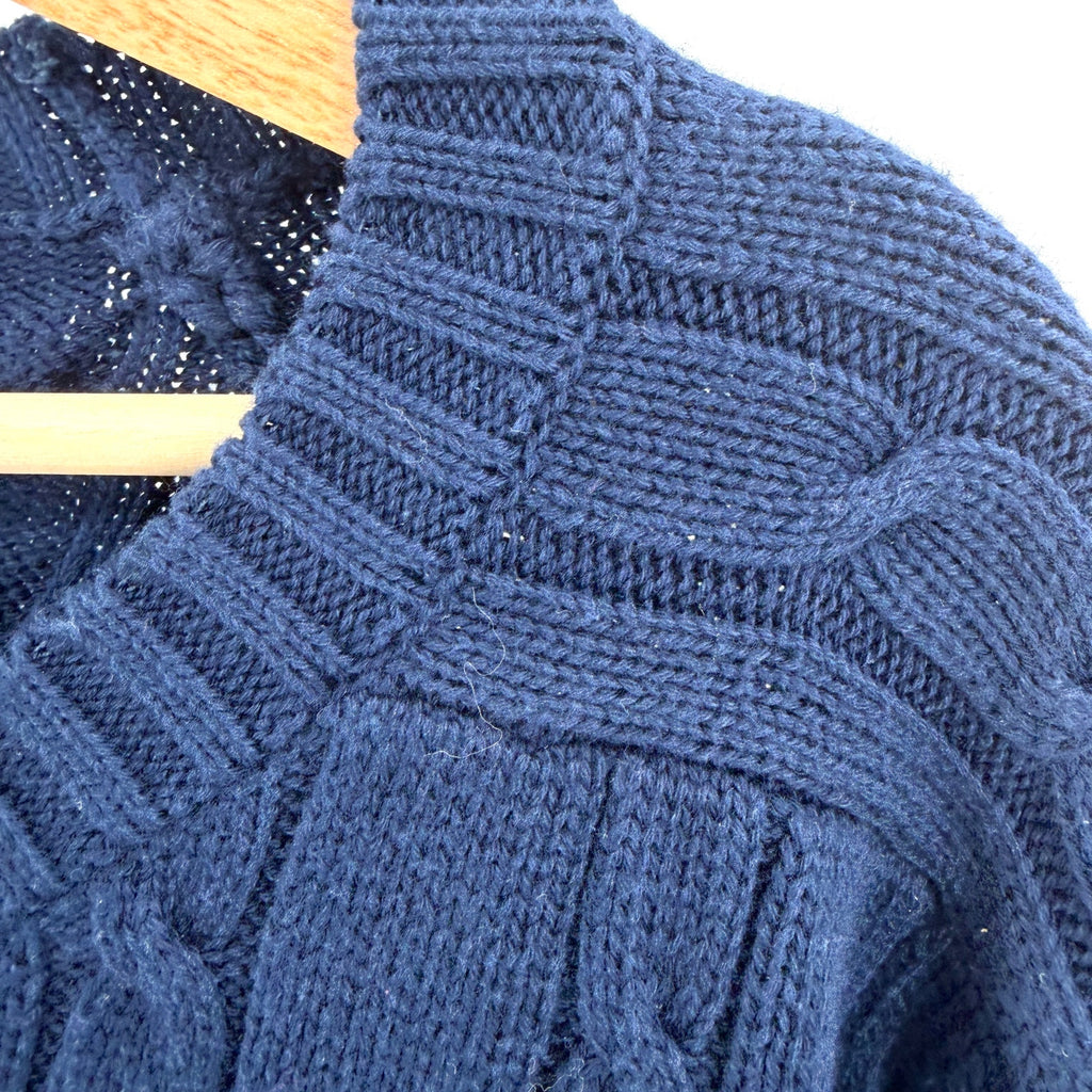 Vintage 90s Alexander Julian Colours Navy Blue 100% Cotton Cable Knit Sweater
