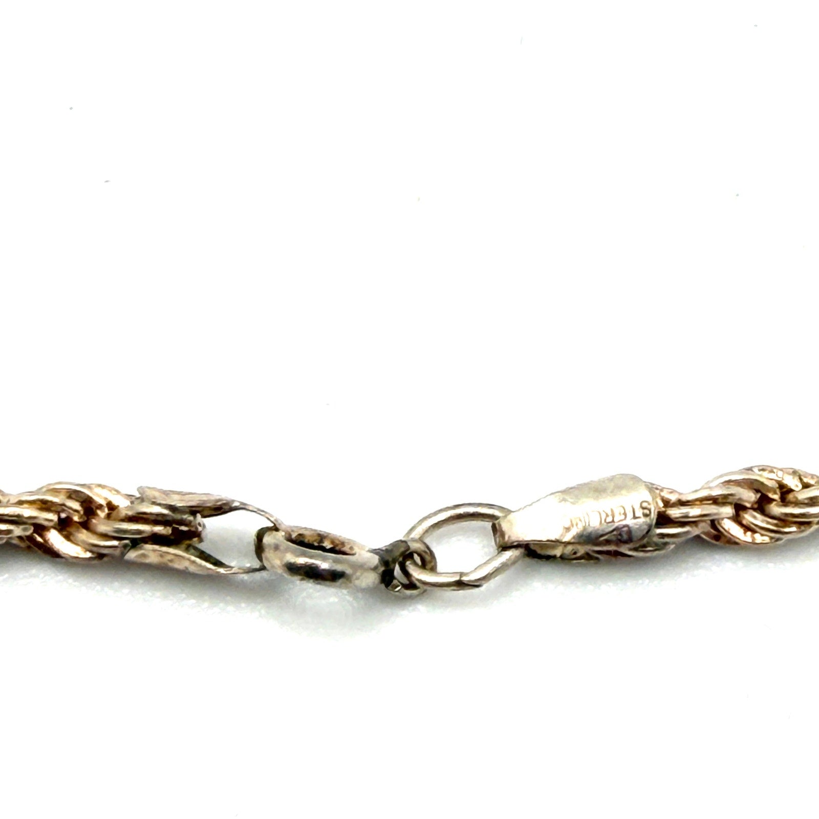 Vintage 90s Stamped Sterling Silver Rope Chain Minimalist Necklace
