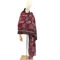 Vintage 90s Maroon Blue 100% Cotton Batik Geometric Boho Shawl Wrap