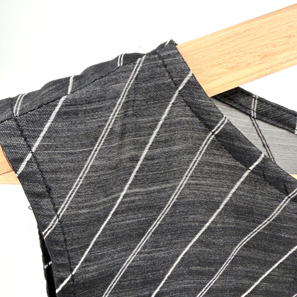 Vintage 90s Tamotsu Charcoal Grey Pinstripe Sleeveless Shell Blouse
