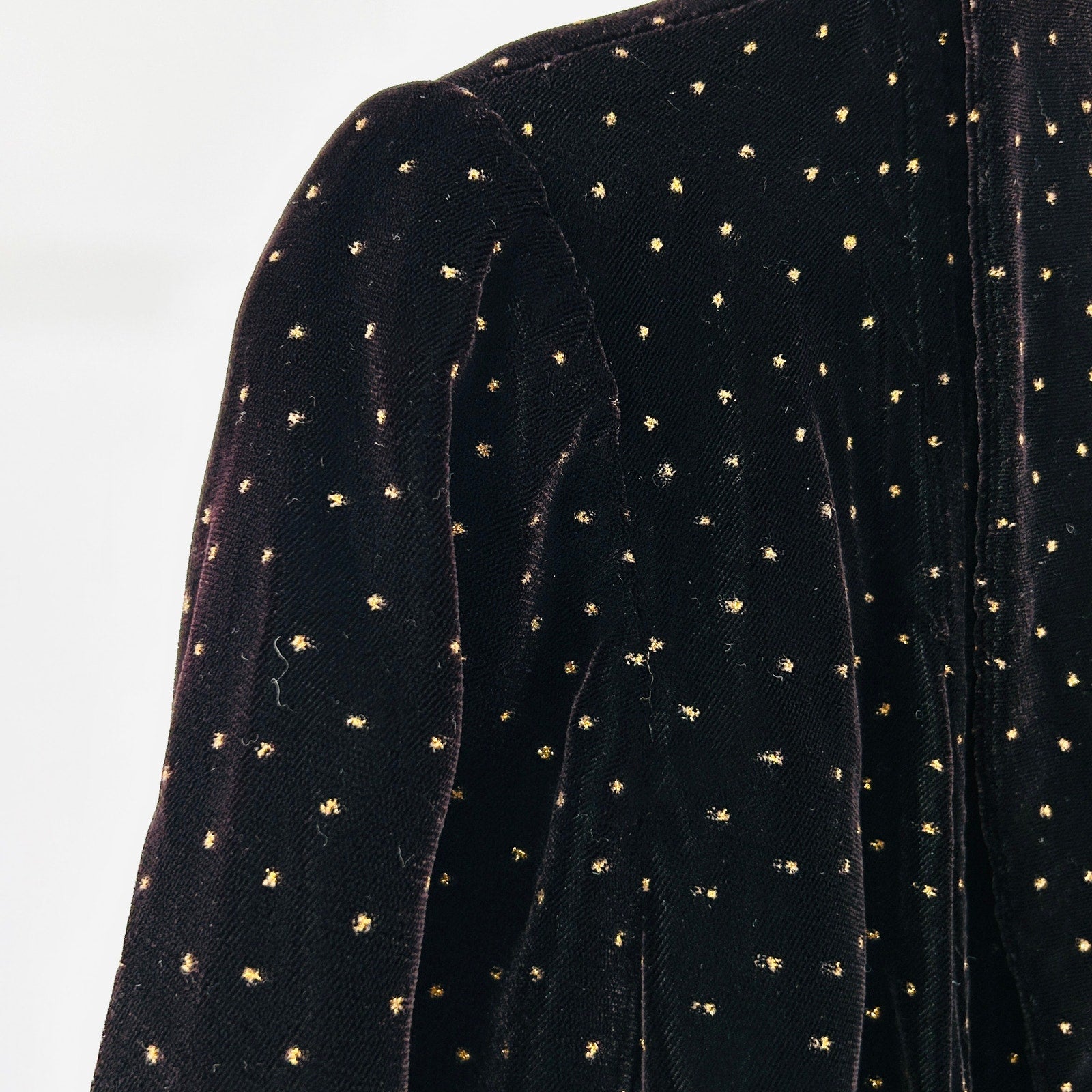 Vintage 80s Black Velvet Gold Metallic Dot Formal Tuxedo Blazer Jacket