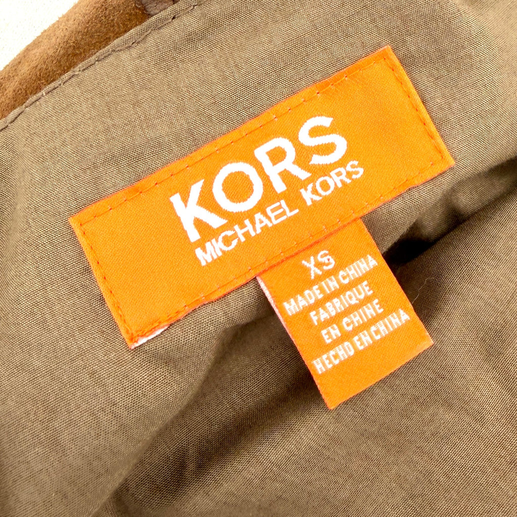Vintage Y2K Kors by Michael Kors Brown Genuine Leather Soft Draped Moto Jacket
