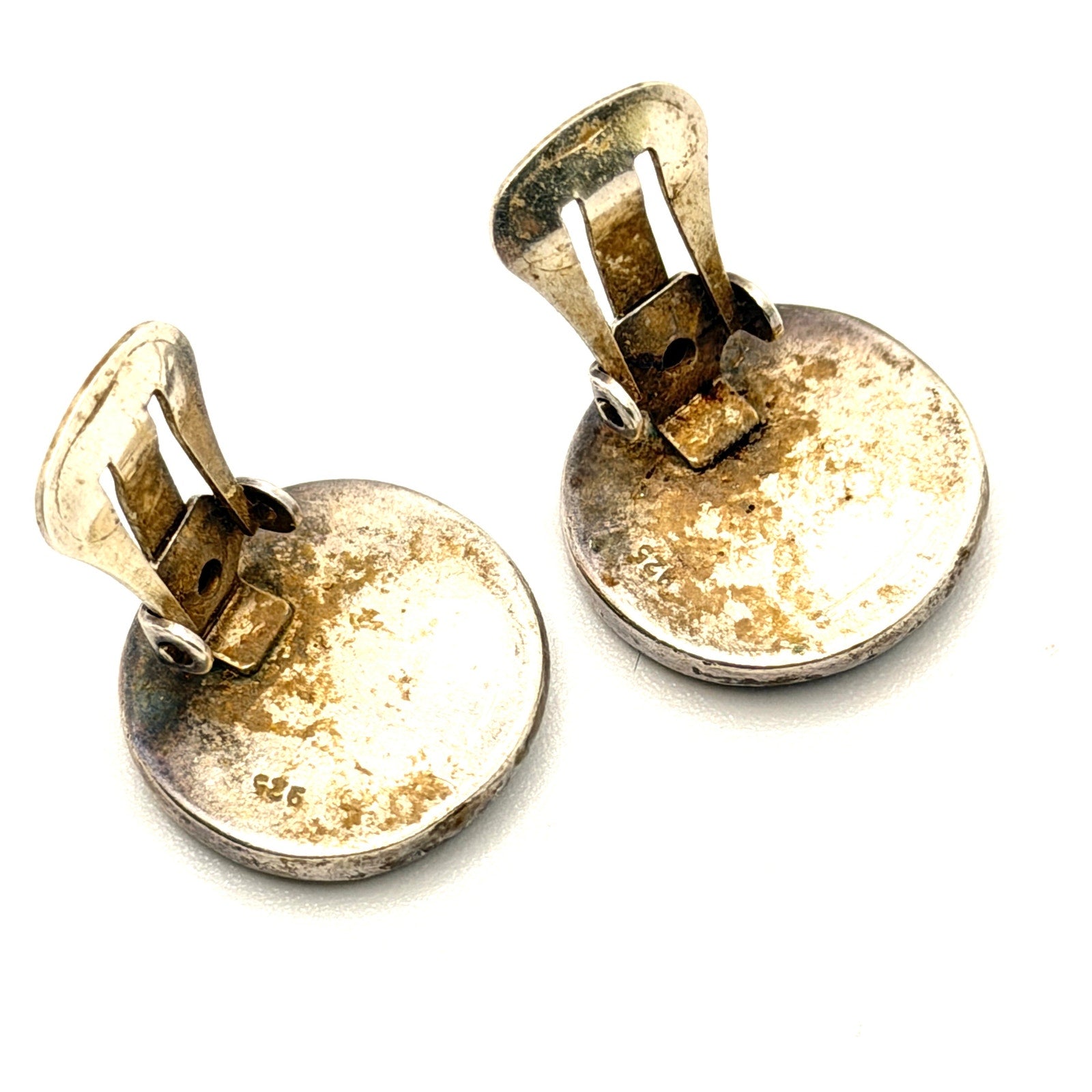 Vintage 90s Sterling Silver Blue White Porcelain Double Happiness Earrings