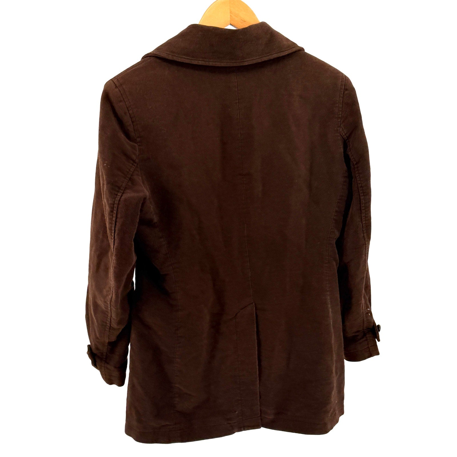 Vintage 90s Gap Brown 100% Cotton Velvet Double Breasted Peacoat